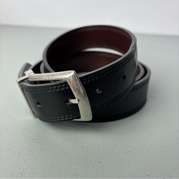 Dickies Reversible Black Brown Men's Leather Belt Size 46 Cracking - Picture 1 of 9